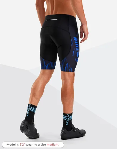 Vista 2 de Pantalones cortos de ciclismo para hombre, acolchados en 4D, para ciclismo, ciclismo en carretera, con bolsillos con cremallera