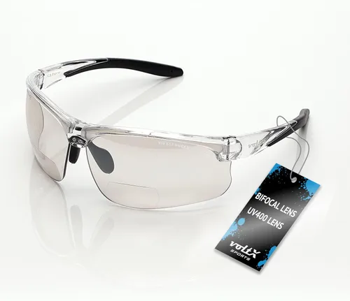 Vista 11 de voltX 'ULTIMATE SPORTS' Gafas de seguridad bifocales (montura transparente, lente transparente + 1.0 dioptrías) – Lente UV400 con revestimiento