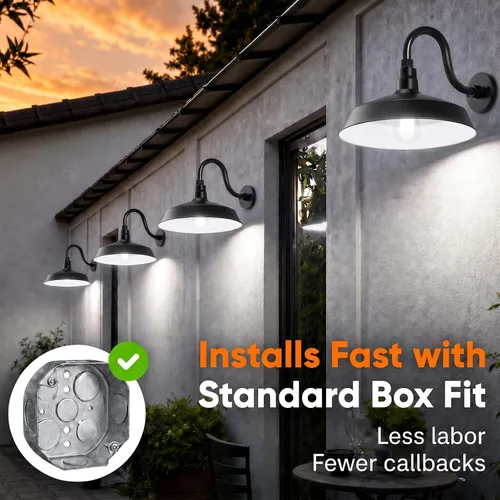 Vista 6 de 17 pulgadas. RLM Warehouse - Pantalla con brazo de cuello de cisne y bombilla Led A19 5000K de 9W Negro satinado