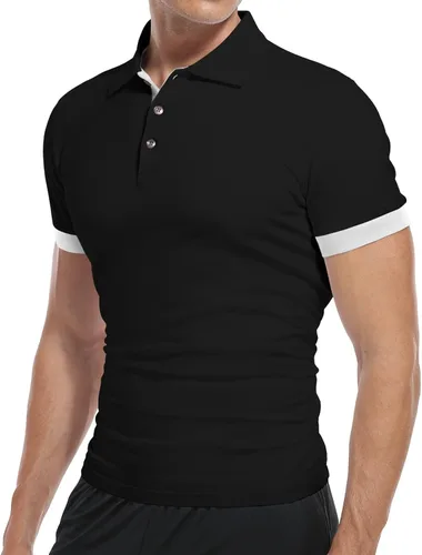 Vista 2 de KUYIGO Men's Short & Long Sleeve Polo Shirts Casual Slim Fit Basic Designed Cotton Shirts