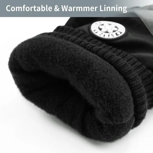 Vista 4 de DOFOWORK Guantes de esquí para hombre, guantes de invierno cálidos para hombres y mujeres, guantes impermeables para pantalla táctil, guantes