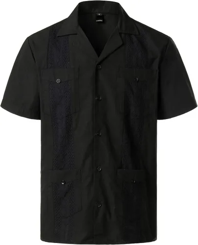 Vista 22 de VATPAVE - Camisas de manga corta con botones estilo guayabera cubana para hombre