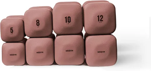 Vista 90 de WeGym SafeGrip - Mancuernas cuadradas con asas antideslizantes, pesas libres estéticas para entrenamientos en casa, diseño estable que evita rodar