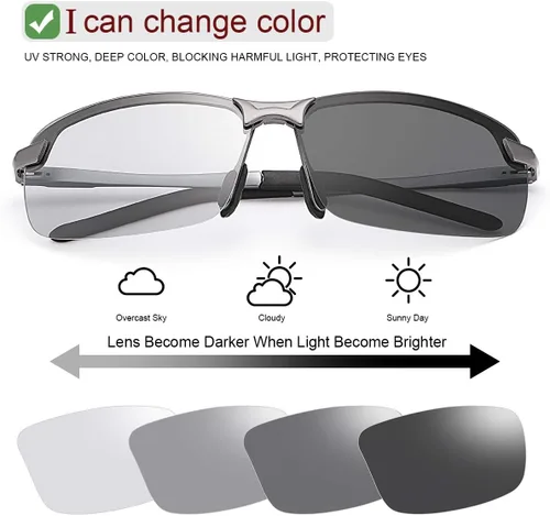 Vista 3 de YIMI Gafas de sol fotocrómicas polarizadas para hombres y mujeres deportes al aire libre conducción antirreflejos UV400 protección z87 gafas