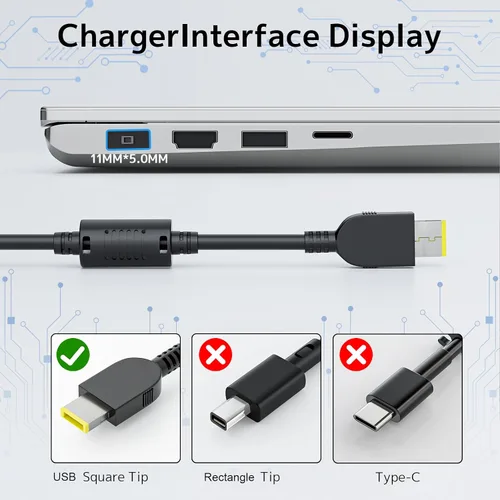 Vista 3 de Cargador de portátil para juegos GaN delgado de 330 W, apto para Lenovo Negro mate