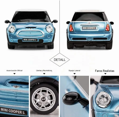 Vista 5 de RASTAR 1:24 RC Cars Toy Mini Cooper Car para Niños Mini Cooper S Coche De Control Remoto - Azul