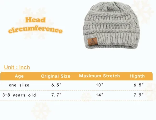 Vista 3 de Durio - Suave y cálido gorro tejido de punto para bebés Gorros de invierno para niños y niñas