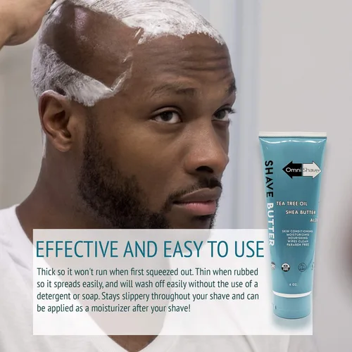 Vista 5 de OmniShaver Shave Butter - Crema de afeitar hidratante para hombres y mujeres Fórmula para piel sensible Tamaño de viaje 6 onzas Aloe, árbol