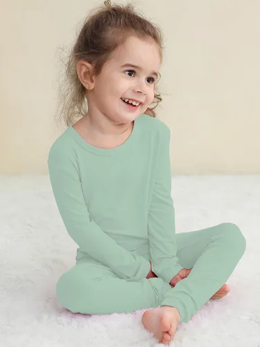 Vista 46 de GUISBY Conjunto de pijama de rayón de bambú para niños y niñas, ajuste cómodo, para uso diario, conjunto de pijama de 2 piezas