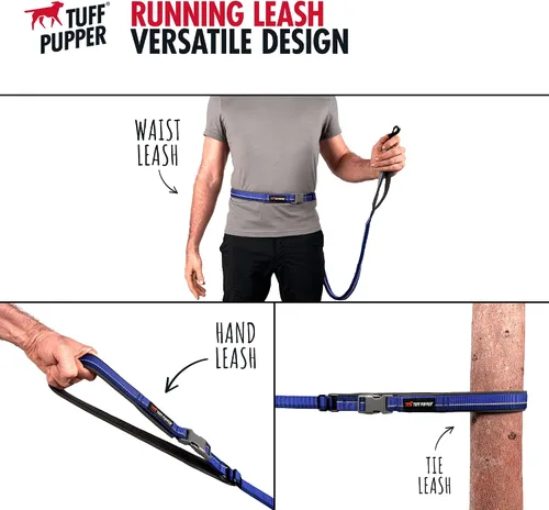 Vista 3 de Correa de perro Tuff Pupper con manos libres de longitud ajustable Ligera para correr, trotar, caminar Cinturón acolchado (61-127 cm) Se