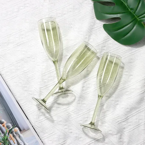 Vista 5 de XUWAIDSGN Copas de vino de plástico reutilizables, 10 unidades, copas de vino de plástico vintage a granel, copas de bar de mimosa, copas de barra