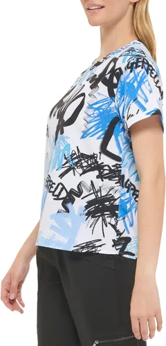 Vista 3 de Karl Lagerfeld Paris Blusa deportiva de manga corta para mujer