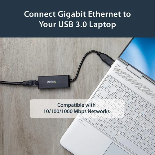 Vista 4 de StarTech adaptador de red de NIC con conexión Gigabit Ethernet y puerto USB, Negro