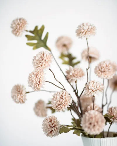 Vista 2 de DuHouse 6 piezas de flores artificiales de seda falsa pompón crisantemo, pequeña mini bola de crisantemo de seda con tallos para bodas DIY arreglos