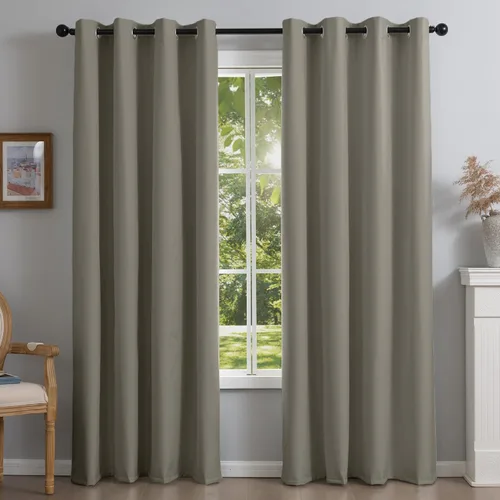 Vista 18 de NFPA701 Cortinas estándar ignífugas sin flúor de 63 pulgadas, 2 paneles, cortinas 100% opacas para dormitorio, sala de estar, cortina