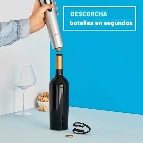 Vista 4 de Abridor eléctrico para botellas de vino de Oster, Plateado