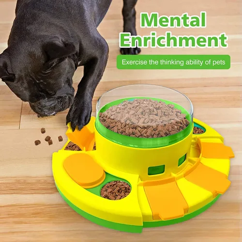 Vista 5 de Juguete alimentador de rompecabezas para perros, juguete verde de alimentación lenta para perros para entrenamiento de coeficiente intelectual