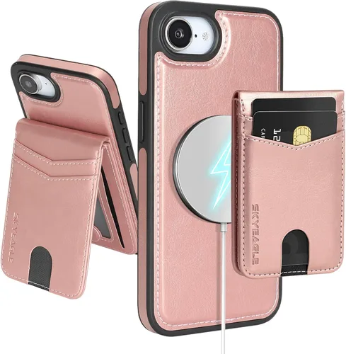 Vista 25 de SkyEagle - Funda tipo cartera compatible con MagSafe para iPhone 11, color negro Detachable Magnetic Credit Card Holder,RFID Blocking,PU