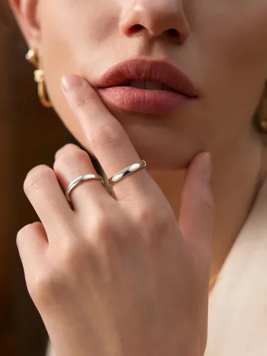 Vista 7 de Suplight Anillos entrelazados de plata de ley para mujer, anillo simple para ansiedad, anillos de polvo de estrellas lisos, anillo apilable