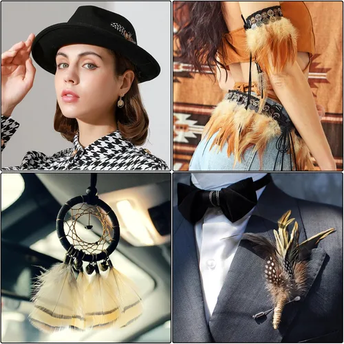 Vista 5 de 200 plumas naturales de 10 estilos surtidos de plumas para atrapasueños y manualidades (10 estilos - 200 piezas)