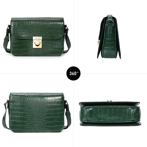 Vista 6 de Chinllo Bolso bandolera de hombro para mujer, bolso de bolsillo triple de piel sintética, bolso de mensajero con solapa