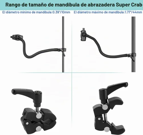 Vista 5 de Mippko Soporte de teléfono de cuello de cisne para soporte de micrófono, soporte de música, cochecito, cinta de correr, bicicleta giratoria