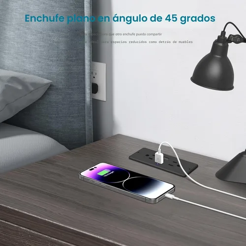 Vista 5 de HHSOET Regleta de enchufes empotrable 5 en 1 con enchufe plano, tomacorriente para muebles de carga rápida de 20W con USB, enchufe empotrable