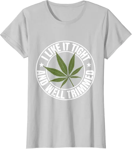 Vista 18 de Weed Cannabis Medical Marihuana I Like It Camiseta ajustada y recortada, Negro, S
