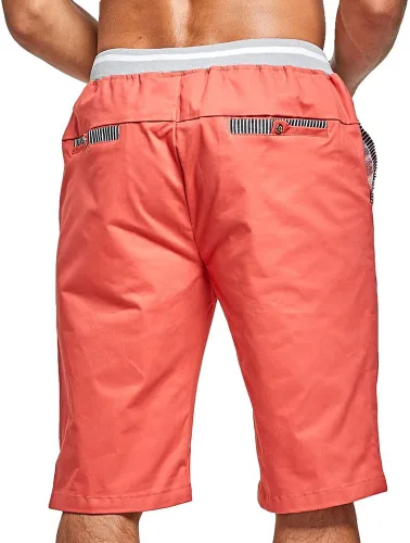 Vista 19 de JustSun Pantalones cortos para hombre, estilo casual, de algodón, con cintura elástica y bolsillos Negro