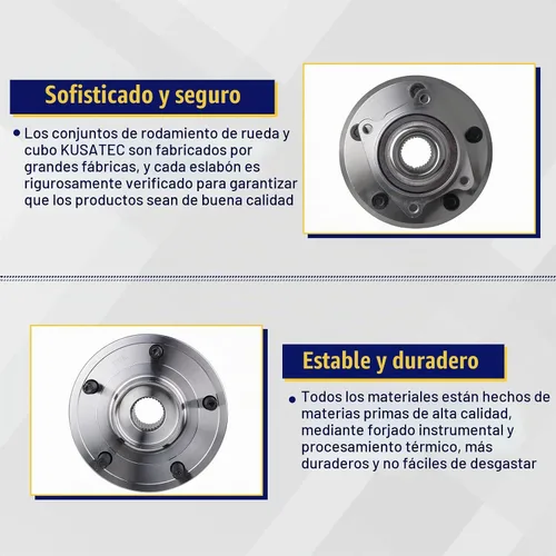 Vista 4 de KUSATEC 513286 Conjunto de 2 piezas de cojinete de rueda delantera y buje Compatible con Dodge Journey 2009-2017, Ram ProMaster 1500 2500 3500