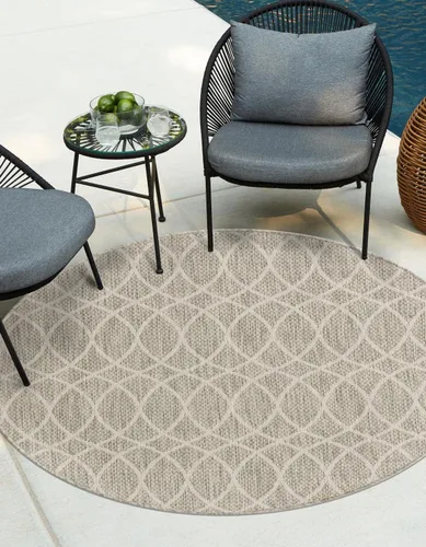 Vista 35 de Unique Loom Outdoor Trellis Collection - Alfombra de área (10 pies, redonda, verde/marfil)