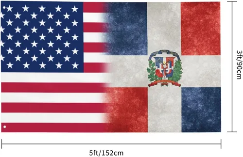 Vista 3 de Bandera de Estados Unidos y República Dominicana, banderas de jardín, banderas de casa, bandera de desfile, bandera para exteriores, 3 x 5 pies