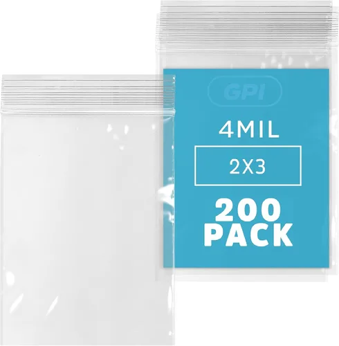 Vista 33 de Bolsas reutilizables de plástico transparente con cremallera – Paquete de 100 unidades GPI a granel de 2 x 3 pulgadas de grosor, resistentes