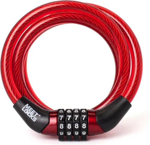 Vista 7 de MEETLOCKS Cerradura de cable de combinación con etiqueta de código