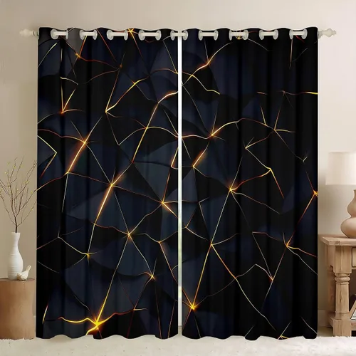 Vista 22 de Feelyou - Cortinas de ventana en forma de panal, tema geométrico hexagonal con luces de neón verdes, para chicos adolescentes y hombres, elegante