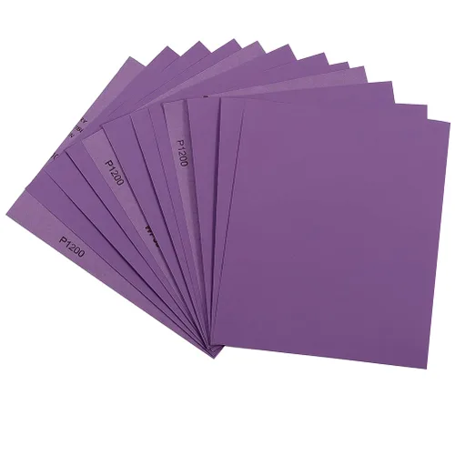 Vista 14 de Papel de lija de grano 60, hojas de lija en seco y húmedo de 9 x 11 pulgadas, papel de lija abrasivo avanzado de alúmina blanca fundida para acabado