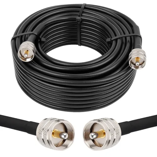 Vista 19 de MOOKEERF RG8x Cable de puente 1 pie, paquete de 2 PL259 Cable coaxial CB de puente 50 Ohm, extensión de antena CB de baja pérdida UHF PL259 macho a