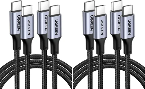 Vista 14 de UGREEN Cable USB C a USB C de 100 W, carga rápida, paquete de 2, 6.6 pies Negro