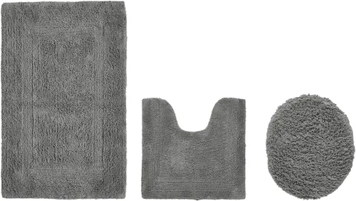 Vista 143 de Better Trends - Juego de 2 alfombras de baño 100% algodón, extra suaves, con borlas, de 17" x 24", alfombra de baño superabsorbente y reversible