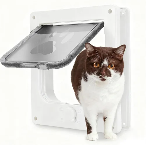 Vista 10 de Fabater Cat Door, Safety Pet Door for Pets Up to 25 Lb, 4 Way Locking Cat Flap Door for Interior Exterior Door, Window and Wall, Weatherproof & Easy
