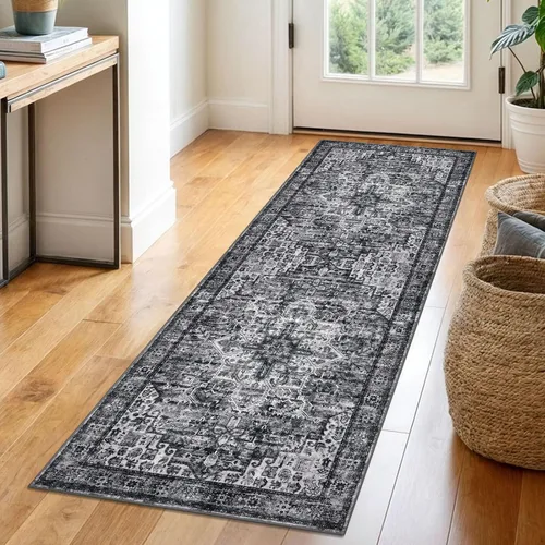 Vista 34 de SIILOOM Alfombra lavable de 2 x 3 pies, alfombra suave color taupe ceniza para entrada, tapete antideslizante para puerta de interior, tapete