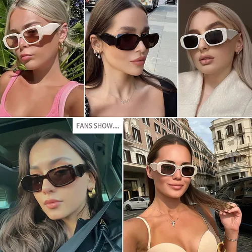 Vista 3 de Haqptul Lentes de sol rectangulares de moda para mujeres y hombres, cuadrados, retro, vintage, lentes hexagonales de los años 90S, Y2K, accesorios