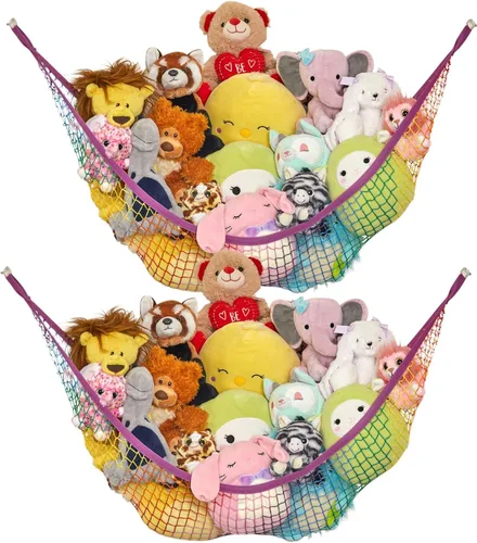 Vista 31 de Hamaca para animales de peluche, grande, almacenamiento de animales de peluche en esquina y red de peluche, hamaca de juguete para animales