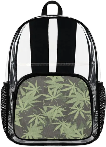 Vista 4 de ZQYLAN Marihuana Clear Backpack Heavy Duty PVC Large Transparent Backpack Marihuana See Through Backpack for Work Travel School Sports College