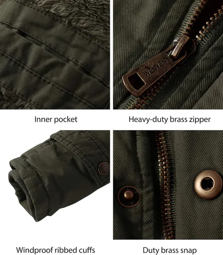 Vista 6 de Chaqueta WenVen, parca de invierno con capucha extraíble, cálida, para hombre