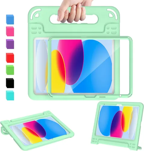 Vista 25 de AVAWO - Funda infantil para iPad de 10.9 pulgadas con protector de pantalla integrado, duradera, a prueba de golpes, ligera, con mango protector