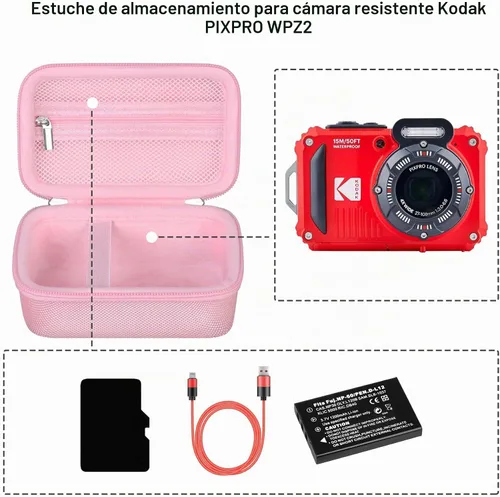 Vista 3 de RAIALL Kodak PIXPRO WPZ2 - Funda para cámara digital Kodak PIXPRO WPZ2, resistente al agua, a prueba de golpes, a prueba de polvo, bolsa de viaje
