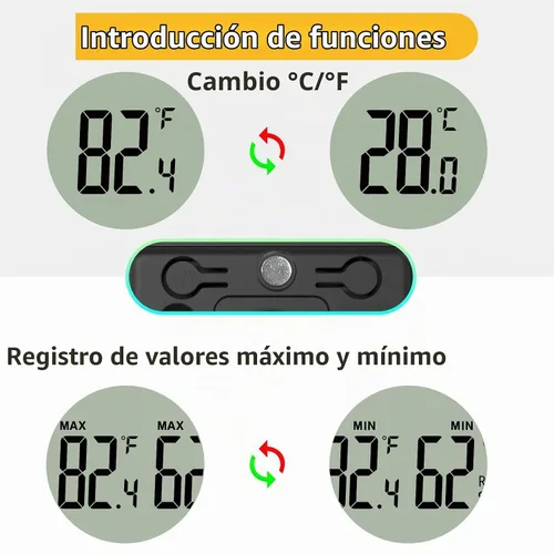 Vista 3 de 4 piezas de mini higrómetro digital y termómetro para reptiles con sonda extendida (solo temperatura) Medidor de temperatura y humedad
