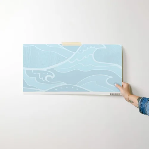 Vista 7 de Spoonflower Papel tapiz para despegar y pegar - Ondas Mar Luz Verde Azul Océano Náutico Surf Beach House Papel pintado extraíble personalizado