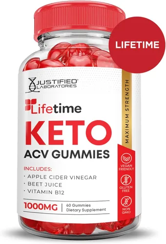 Vista 3 de Justified Laboratories Lifetime Keto ACV Boost Gummies 1000mg con jugo de granada remolacha raíz B12 60 gomitas